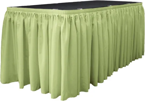 Vista 18 de LA Linen Falda de mesa de popelina de poliéster para mesas rectangulares, tela plisada para banquetes de boda, 14 pies por 29 pulgadas de largo