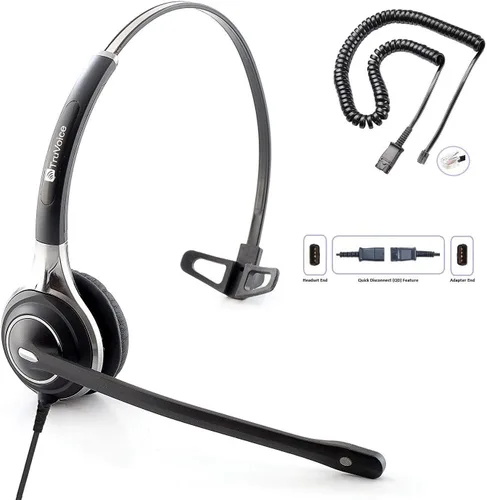 Vista 8 de TruVoice HD-100 - Auriculares QD con cable para oficina y centro de llamadas con micrófono con cancelación de ruido y altavoces HD, compatibles