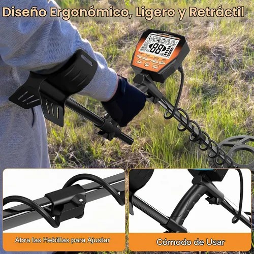 Vista 8 de OMMO Detector de metales para adultos, resistente al agua, oro y buscador Naranja