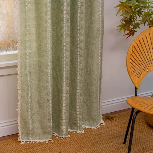 Vista 20 de Deeprove Cortina Boho de 96 pulgadas de largo para sala de estar, dormitorio, guardería, lino café semi-transparente transpirable de 96 pulgadas