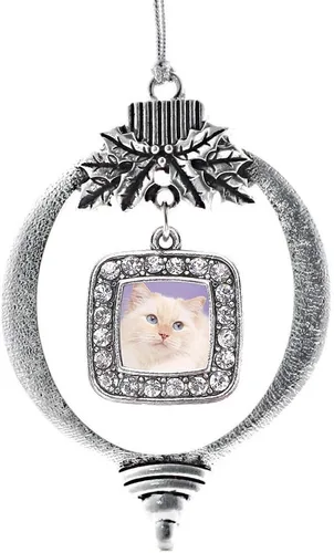 Vista 32 de Inspired Silver - Bon Voyage Cruise Ship Charm Ornamento – Adornos navideños cuadrados de plata con joyas de circonita cúbica