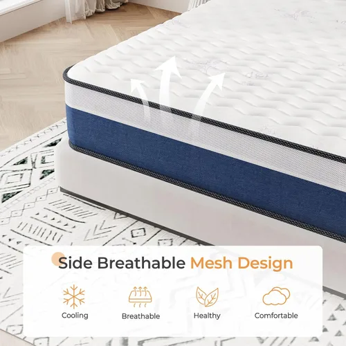Vista 6 de Vesgantti Tight Top Series - Colchón híbrido de resortes interiores Full de 10 pulgadas/Cama en una caja, sensación de felpa firme media, espuma