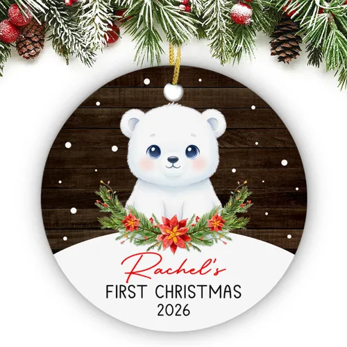 Vista 18 de Adorno de conejito de bebé, adorno personalizado con nombre y año para recién nacido 2026, decoración de conejo de Navidad personalizada, regalo