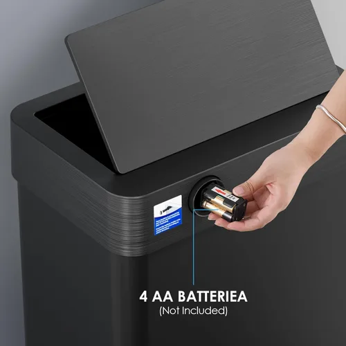 Vista 6 de TLSUNNY Cubo de basura automático sin contacto con sensor de movimiento de 13.2 galones, contenedor inteligente de acero inoxidable cepillado