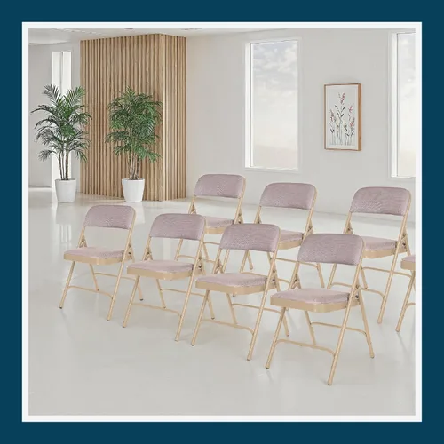 Vista 10 de OEF Furnishings Serie OEF2200 - Sillas plegables de doble bisagra acolchadas de tela de alta calidad para servicio pesado