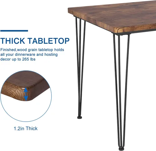 Vista 5 de VECELO Juego de mesa de comedor de cocina para comedor, rincón de desayuno, 4 sillas con marco de metal de poliuretano, rectangular, juego de 5