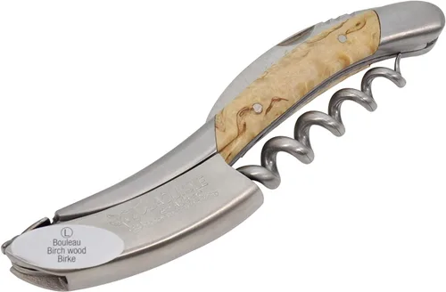 Vista 6 de Laguiole En Aubrac Sacacorchos de camarero sommelier, mango de madera de abedul, abridor de vino con cortador de papel de aluminio y abridor