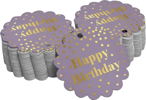 Vista 39 de Etiquetas de papel para colgar con texto en inglés «Happy Birthday» (50 unidades)