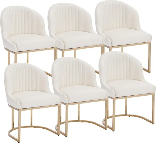Vista 8 de Juego de 2 sillas de comedor de terciopelo, sillas de comedor tapizadas con patas de metal dorado, sillas auxiliares modernas para cocina, sillas