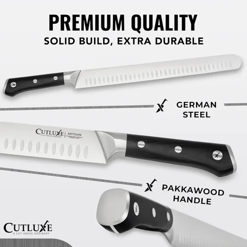 Vista 2 de Cutluxe Juego de Cuchillos para Barbacoa – Cuchillo de pechuga de 12" y varilla de afilado de 10", juego de cuchillos de carnicero para cortar carne