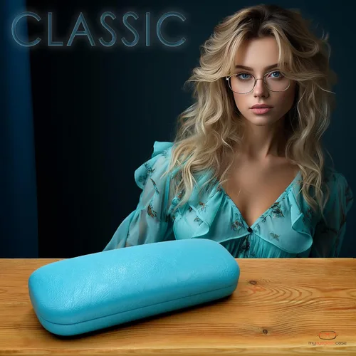 Vista 2 de MyEyeglassCase Estuche rígido para lentes para mujer Estuche protector para lentes rígido con bolsa y tela