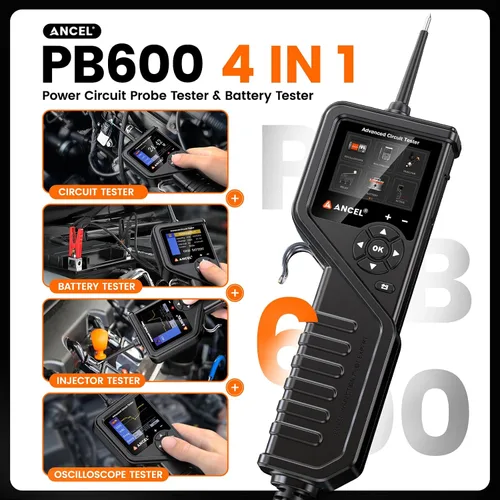 Vista 6 de ANCEL Escáner de camión resistente HD601 con probador de sonda de circuito de alimentación ANCEL PB600 con batería, relé, prueba de inyector