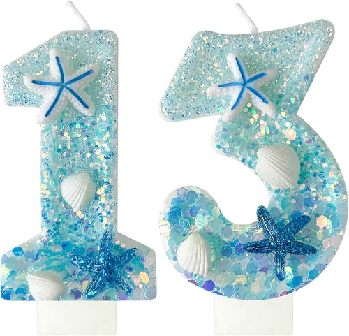Vista 12 de Zlongron Vela número 1, velas de cumpleaños hechas a mano, decoración de pastel de cumpleaños de sirena es muy adecuada para cumpleaños, fiestas