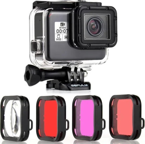 Vista 9 de GEPULY Carcasa de esqueleto para Hero 2018/7/6/5 Negro - GoPro Funda abierta lateral USB Pass Through para grabación prolongada/transmisión en vivo