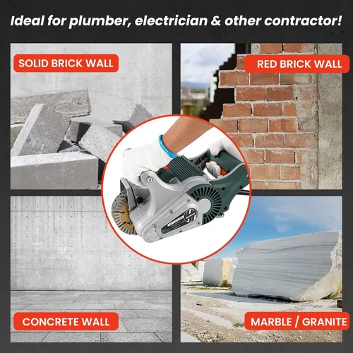 Vista 7 de Huanyu Cazador de pared eléctrico 1 vez Moldeo de pared Máquina de corte de ranura de pared Vistamiento infrarrojo 4800W Ancho de corte 1.575 in