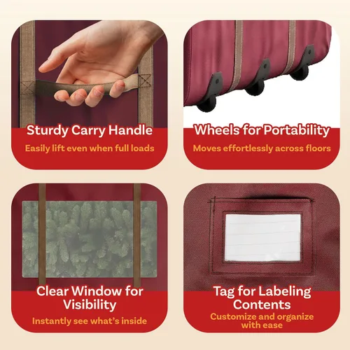 Vista 4 de Bolsa de almacenamiento enrollable para árbol de Navidad - Bolsas de almacenamiento resistentes para árboles artificiales de 3.7 m, decoración