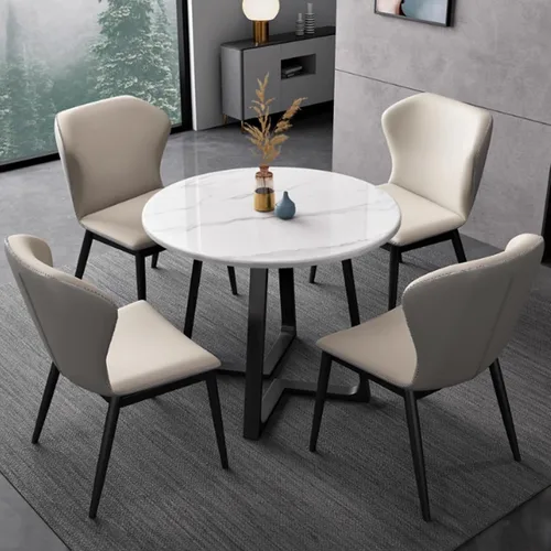 Vista 15 de YVYKFZD 5 Piece Kitchen Dining Table Set, Office Reception Room Club Table and Chair Set, Small Round Conference Table, Simple Coffee Table