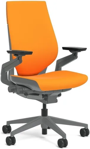 Vista 3 de Steelcase Silla de tareas de gestos: respaldo envuelto - marco sólido oscuro esterlina/base/acento Merle - ruedas de piso duro con control de rollo