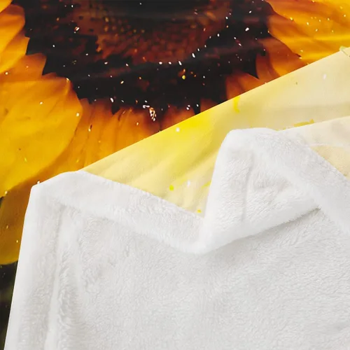 Vista 6 de Yellow Sunflowers Flannel Fleece Throw Blanket 40"x50" Country Rustic Floral Fuzzy Blanket for Sofa Couch Oil Painting All Season Bed Blankets Plush