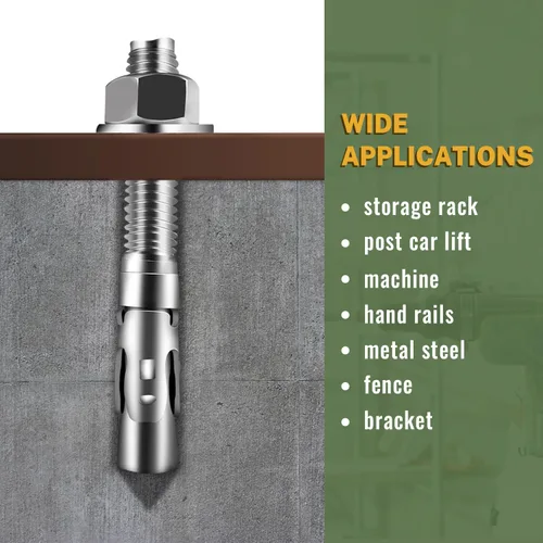Vista 6 de LIONMAX Pernos de anclaje de acero inoxidable para concreto 1/2" x 3-3/4 pulgadas, paquete de 6 anclajes de cuña para pared de cemento, resistente a