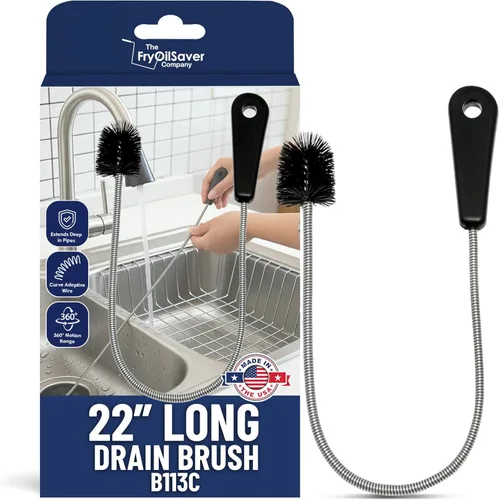 Vista 9 de FryOilSaver Co. B313C - Cepillo de tubería largo flexible de 48 pulgadas Herramienta de limpieza de drenaje de CA Desatascador de línea