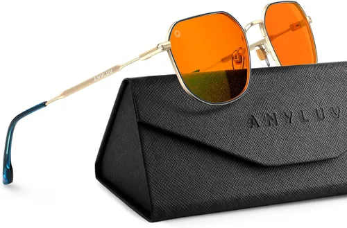 Vista 8 de ANYLUV Blue Light Blocking Glasses fo Men, Fashion Lightwight Blue Light Glasses Computer Screen Blocker Eyewear Transparente/Rojo