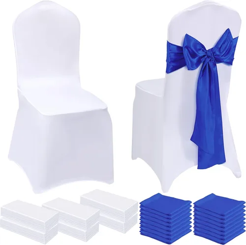 Vista 9 de Mepase - Juego de 100 fundas para sillas, color blanco, dorado champán