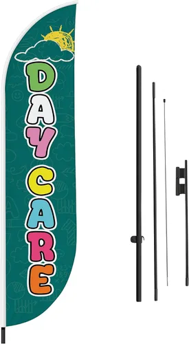 Vista 96 de DreamController - Bandera de plumas de alteraciones (11.5 pies x 2.5 pies) por DreamController para negocios al aire libre con poste adicional