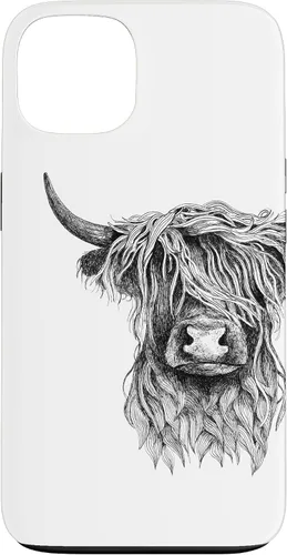 Vista 7 de iPhone 16 Highland Cow - Hand Drawn Illustration Case