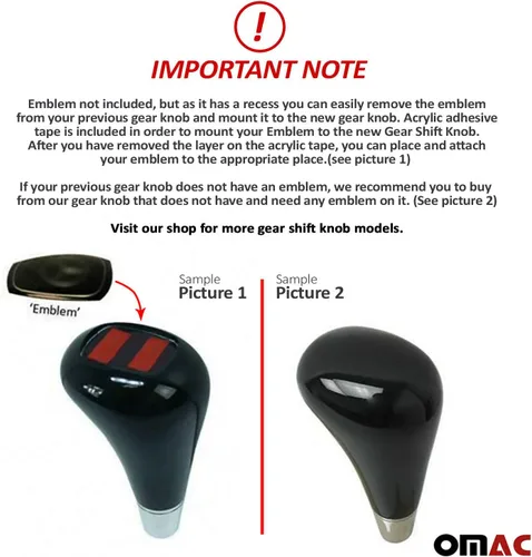 Vista 4 de OMAC Pomo de palanca de cambios negro piano sin emblema para Mercedes Clase E W211 2003-2009