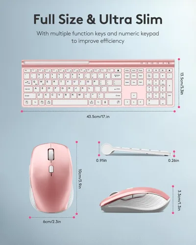 Vista 7 de Samsers Combo de teclado y mouse inalámbricos, ultra delgado, recargable, modo dual (Bluetooth 5.0 x 2 + 2.4 G), juego de teclado y mouse