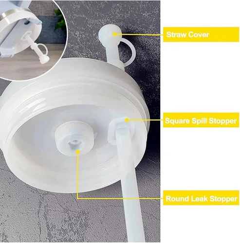 Vista 5 de Juego de 3 tapones de silicona a prueba de derrames 2023, compatibles con Stanley Cup 1.0 de 40 onzas/30 onzas, accesorios para vasos con 2 tapas