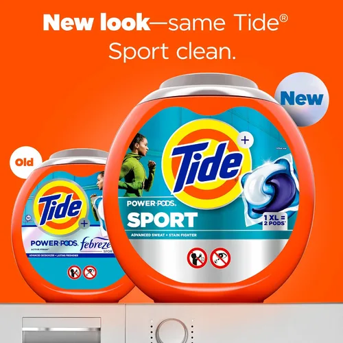 Vista 2 de Tide Power Pods - Cápsulas de detergente para ropa deportiva, 18 unidades, avanzado para sudor + combatiente de manchas