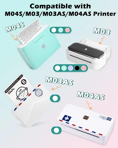 Vista 3 de Phomemo - Papel adhesivo térmico blanco para impresora, 77 mm, compatible con la impresora de notas adhesivas Phomemo M03/M03AS/M04S/M04AS, texto