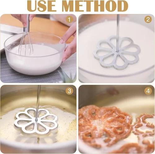 Vista 5 de IMIKEYA Molde para bunuelos con mango roseta Timbale Maker Flower Achappam Mold Waffle Mold Rosette Cookie Cutter herramienta para hornear