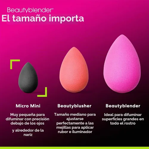 Vista 3 de beautyblender micro.mini pro: Mini esponjas de maquillaje para licuadora de belleza, perfectas para contornear y enmascarar, veganas y libres
