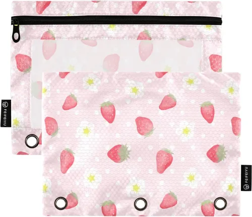Vista 8 de Una bolsa para lápices de montaña se adapta a carpetas estándar de 3 anillas, bolsa de lápices con cremallera con ventana transparente para oficina
