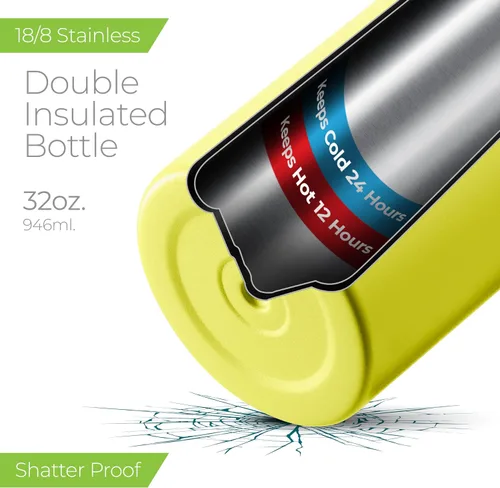 Vista 82 de SIPX™ Botella de Agua Aislada de 18 oz con 3 Tapas – Acero Inoxidable a Prueba de Fugas, Triple Aislamiento – Frío 24 Horas/Caliente 12 Horas – Negro