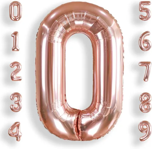 Vista 49 de AULE Globos grandes de 40 pulgadas con números 0 azules, globos grandes de números de aluminio, decoraciones de fiesta de cumpleaños de helio
