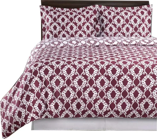 Vista 6 de Royal Hotel Bedding Juego de funda de edredón Sierrii de 2 piezas, tamaño individual/individual XL, 100% algodón, 300 hilos Borgoña