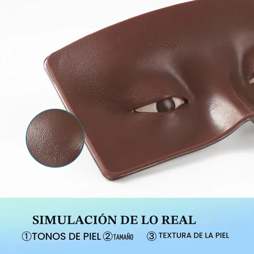 Vista 3 de Maquillaje de ojos de silicona para práctica, maniquí facial reutilizable, color negro Maquillaje Práctica Face Board+Negro
