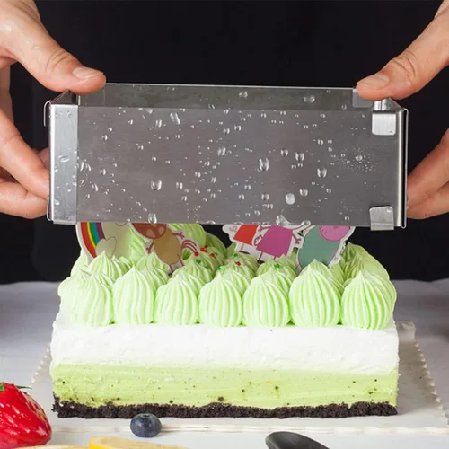 Vista 5 de Moldes de mousse ajustables de 6 a 12 pulgadas para tartas redondas y cuadradas, juego de anillos de acero inoxidable para tartas, 2 piezas