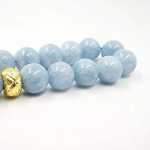 Vista 2 de ALBASHAN Pulsera Tasbih de piedra aguamarina natural para hombre, regalo islámico especial para musulmanes 33, 45, 66, 99, cuentas de oración