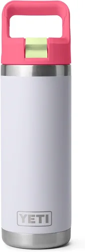Vista 23 de YETI Rambler Botella de 18 onzas, aislada al vacío, de acero inoxidable con tapa de popote a juego de colores, rojo rescate