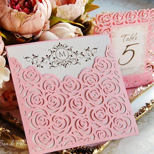 Vista 2 de 2 plantillas de metal troqueladas, invitación de boda, borde de rosa, plantillas cortadas para bricolaje, álbumes de recortes, álbum de fotos