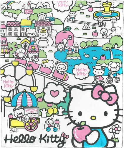 Vista 18 de Northwest Hello Kitty - Manta de seda táctil, 50 x 60 pulgadas, amigos de la playa