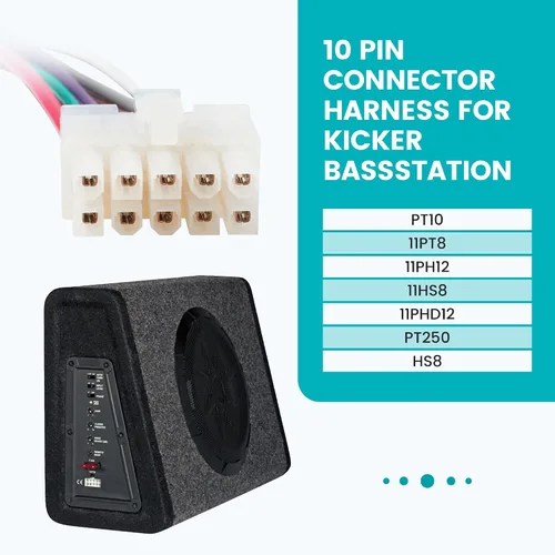 Vista 2 de NuIth Arnés de cableado estéreo de 10 pines para estación Kicker Bass, enchufe de arnés de cableado de radio compatible con Kicker PT10 11PT8 11PH12