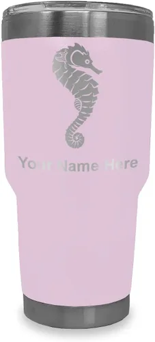 Vista 17 de LaserGram Vaso aislado al vacío de 20 onzas, caballito de mar, grabado personalizado incluido (negro)