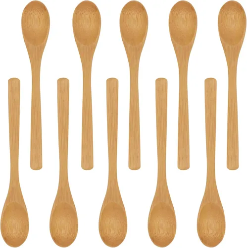 Vista 9 de BambooMN Cuchara de cena reutilizable de bambú sólido de 8 pulgadas, cubiertos de comedor, utensilios de cocina, 10 piezas