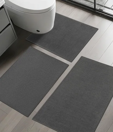 Vista 23 de YIHOUSE Juego de 2 tapetes de baño ultrafinos de secado rápido, tapete de baño absorbente para baño, antideslizante, lavable a máquina (beige)